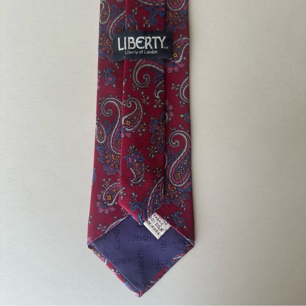 Liberty of London Men's 100% Silk Vintage Paisley Necktie in Maroon, Blue, Gold